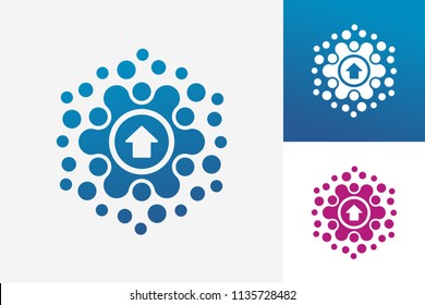 Modern Digital Creative Dots Upload Logo Template Design Vector, Emblem, Design Concept, Creative Symbol, Icon