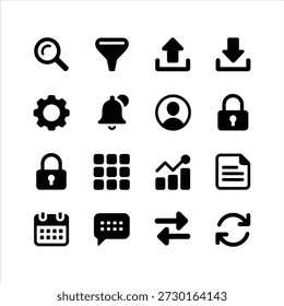 Iconos modernos de control de tablero digital e interfaz de usuario