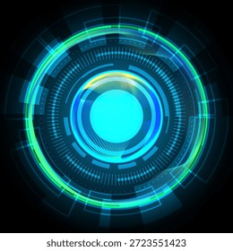 Modern Digital Dashboard Technology Background featuring Sci-Fi UI Elements and Neon HUD Design