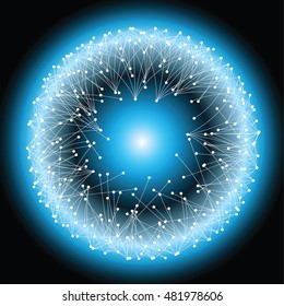 Modern digital data network with lines and circles