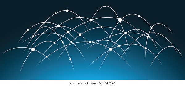 Modern digital data network with lines and circles