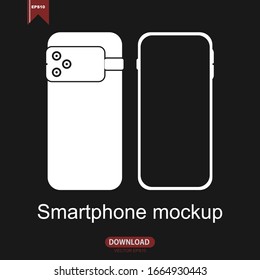 Modern digital device template. Cellphone display front view mock up. Black frame. Isolated vector illustration