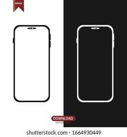  Moderne digitale Gerätevorlage. Handy-Display Front-View-Mock-up. Schwarzer Rahmen. Vektorillustration einzeln