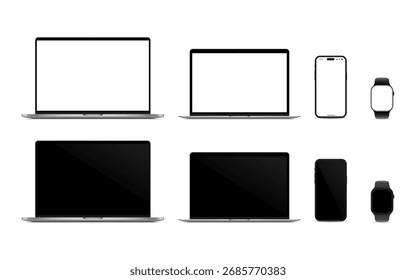 Coleção de dispositivos digitais modernos para conceitos de design e desenvolvimento tecnológico