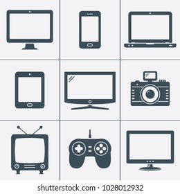 Modern digital devices icons set
