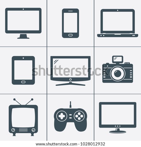 Modern digital devices icons set
