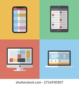 Dispositivos digitais modernos apresentando interfaces de usuário perfeitas entre smartphones, tablets, notebooks e desktops