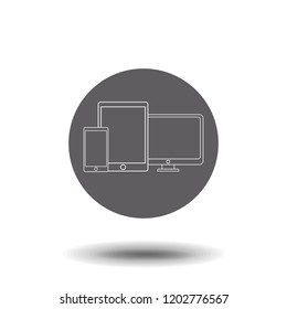 Modern digital devices thin line icon on white background. Symbol, logo illustration. Pixel perfect