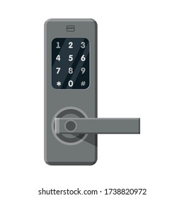 Modern Digital Door Handle with Electronic Lock, Security Door Knob Flat Style Vector Illustration