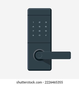 Modern digital door handle with Electronic lock, security door knob flat style. vector