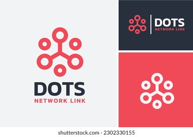 Modern Digital Dots link network connection logo design