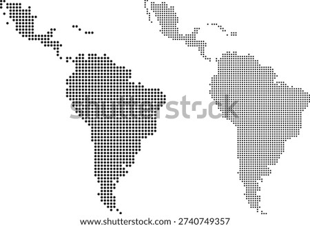 Modern digital dotted grid vector map of Latin America for technology and data visualization backgrounds