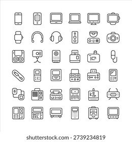Modern Digital Electronic Devices and Computer Hardware Icons