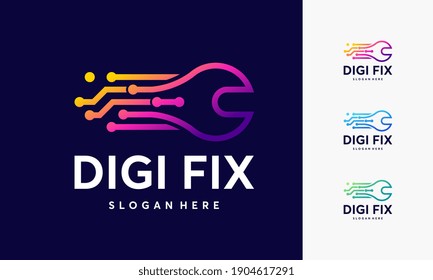 Modern Digital Fix Logo template designs with wire symbol, Digital Fix Wallpaper
