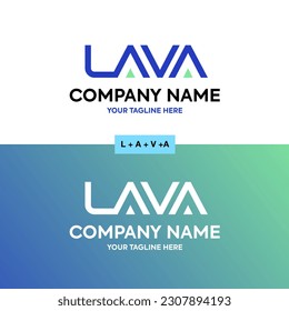 Modern digital futuristic abstract L+A+V+A (LAVA) alphabet letter combination creative color blue Green logo vector icon design for creative industry, web, business and technology company.