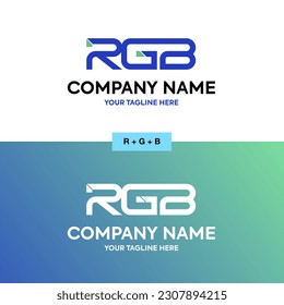 Modern digital futuristic abstract R+G+B (RGB) alphabet letter combination creative color blue Green logo vector icon design for creative industry, web, business and technology company.