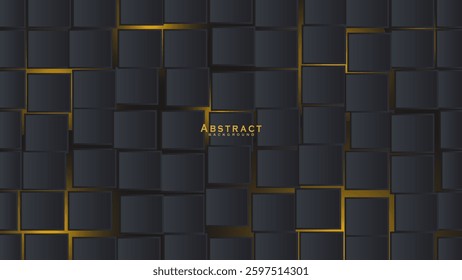 Modern digital geometric cube abstract background. Stylish realistic poster with black 3d cube background on dark background. Technology vector illustration