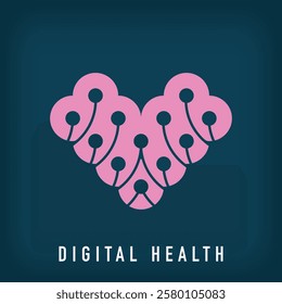 Modern digital heart logo design. Creative technology company design, corporate identity. vector