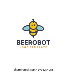 Modern Digital Honey Bee Robot Cartoon logo design