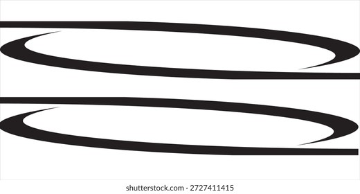 La ilustración digital moderna presenta dos diseños abstractos idénticos con Formas curvas y oscuras y líneas Horizontales sobre un fondo blanco, creando una sensación de movimiento