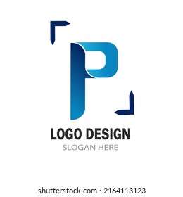 Modern digital initial letter p logo technology app logo gradient