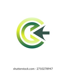 Vector de diseño de logotipo de símbolo de cursor de Tecnología verde Hacer clic de flecha de letra C digital moderna
