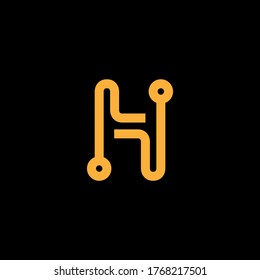 Modern Digital Letter H Technology Logo, Simple Icon With Network Electronic Shape design. H Letter Logo Icon, Creative Techno Line.