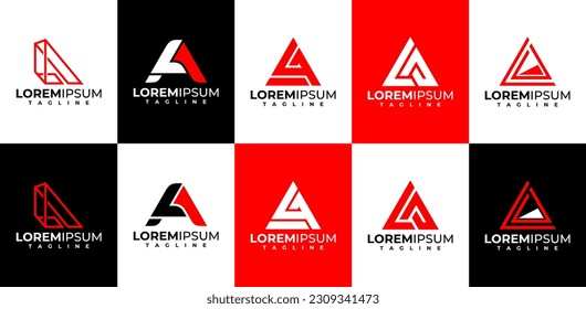 Modern digital line letter L A LA AL logo design.