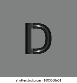 Modernes und digitales Logo-Design für D Alphabet.Grauer, farbiger Buchstabe D mit silbernem Touch.Kreative und einzigartige Kombination von Graue und Silbergrau.Logo-Design von Buchstabe D
