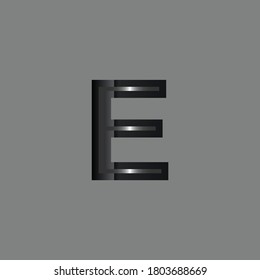 Modern And digital Logo design for E Alphabet.Grey Colored Letter E with Silver Touch.Creative and Unique Combination of Grey And Silver Gradient.Logo design of Letter E