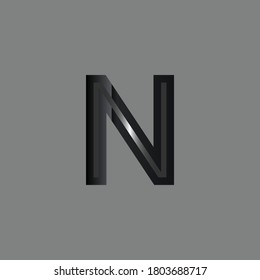 Modern And digital Logo design for N Alphabet.Grey Colored Letter N with Silver Touch.Creative and Unique Combination of Grey And Silver Gradient.Logo design of Letter N