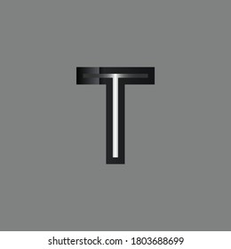 Modern And digital Logo design for T Alphabet.Grey Colored Letter T with Silver Touch.Creative and Unique Combination of Grey And Silver Gradient.Logo design of Letter T