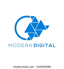 Modern digital logo initial O with pixel effect, logo brand identity for business technology internet computer information future design