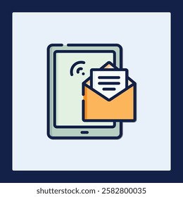 Modern Digital Mail Icon: Tablet and Envelope Graphic