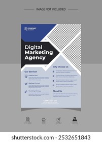 Agência de marketing digital moderna folheto design marketing, proposta de negócios, promoção, publicidade, publicação, folha de rosto. Novo folheto de negócios corporativos. 
