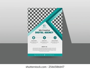 Modern Digital Marketing Agency Flyer Design, eye-catching and professionally crafted to showcase your services. Features customizable sections for your agency’s highlights, and contact details.