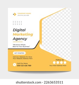 Modern Digital Marketing Agency Social Media Post Template Design.