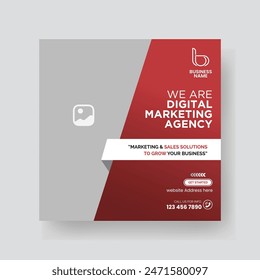 Modern Digital Marketing Agency Social Media Post For Business. Abstract Advertisement Square Web Post for Company Promotion.