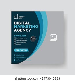 Modern Digital Marketing Agency Social Media Post For Business. Abstract Advertisement Square Web Post for Company Promotion.