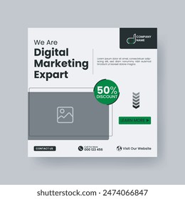 Modern Digital Marketing Agency Social Media Post For Business. Abstract Advertisement Square Web Post for Company Promotion.