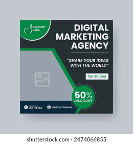 Modern Digital Marketing Agency Social Media Post For Business. Abstract Advertisement Square Web Post for Company Promotion.