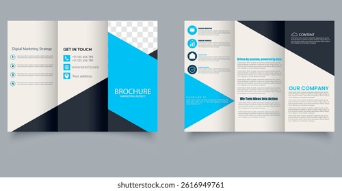 Modern Digital Marketing Agency Trifold Brochure Template with Blue Accents