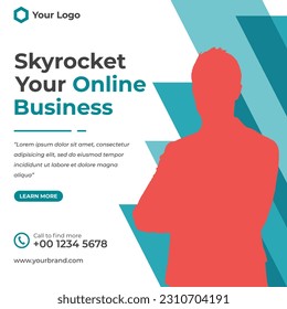 Modern Digital Marketing Conference Live Webinar and Corporate Social Media Post Template Vector