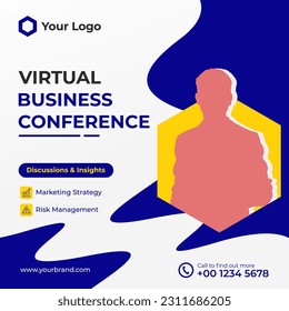 Modern Digital Marketing Conference Live Webinar and Corporate Social Media Post Template Vector