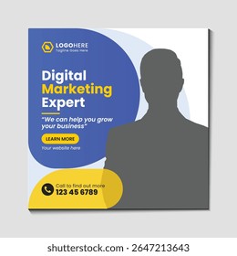Modern digital marketing expert and corporate social media post banner