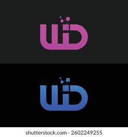 Modern ‘WD’ digital marketing logo with a sleek gradient style, symbolizing innovation and technology. Perfect for branding, SEO, and digital agencies