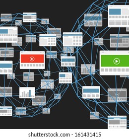 Modern digital media website connection abstract scheme
