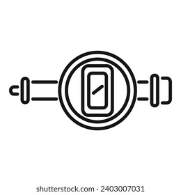 Moderno vector de contorno de ícono de micrómetro digital. Medir pulgada objeto. Alta escala