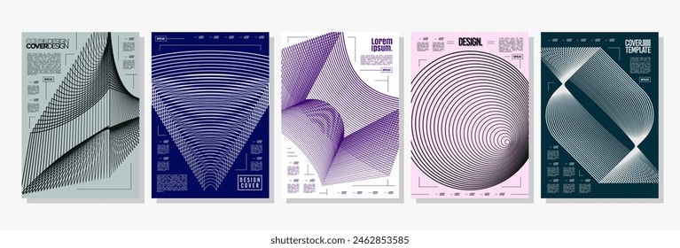 Modern digital motion blend line shape cover design set