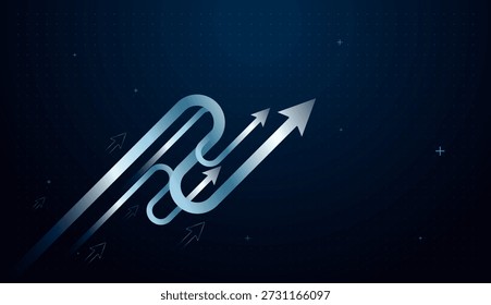 The modern digital moving up smooth arrows moves forward, showing clear direction toward a future goal. and Curved arrow paths represent innovation